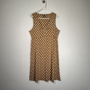 Toad&Co Rosemarie Sleeveless Dress XL Tan Daisy Floral Organic Cotton Athleisure